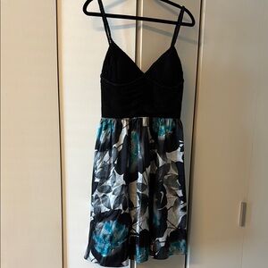 Adrianna Papell Black and Teal Floral Dress